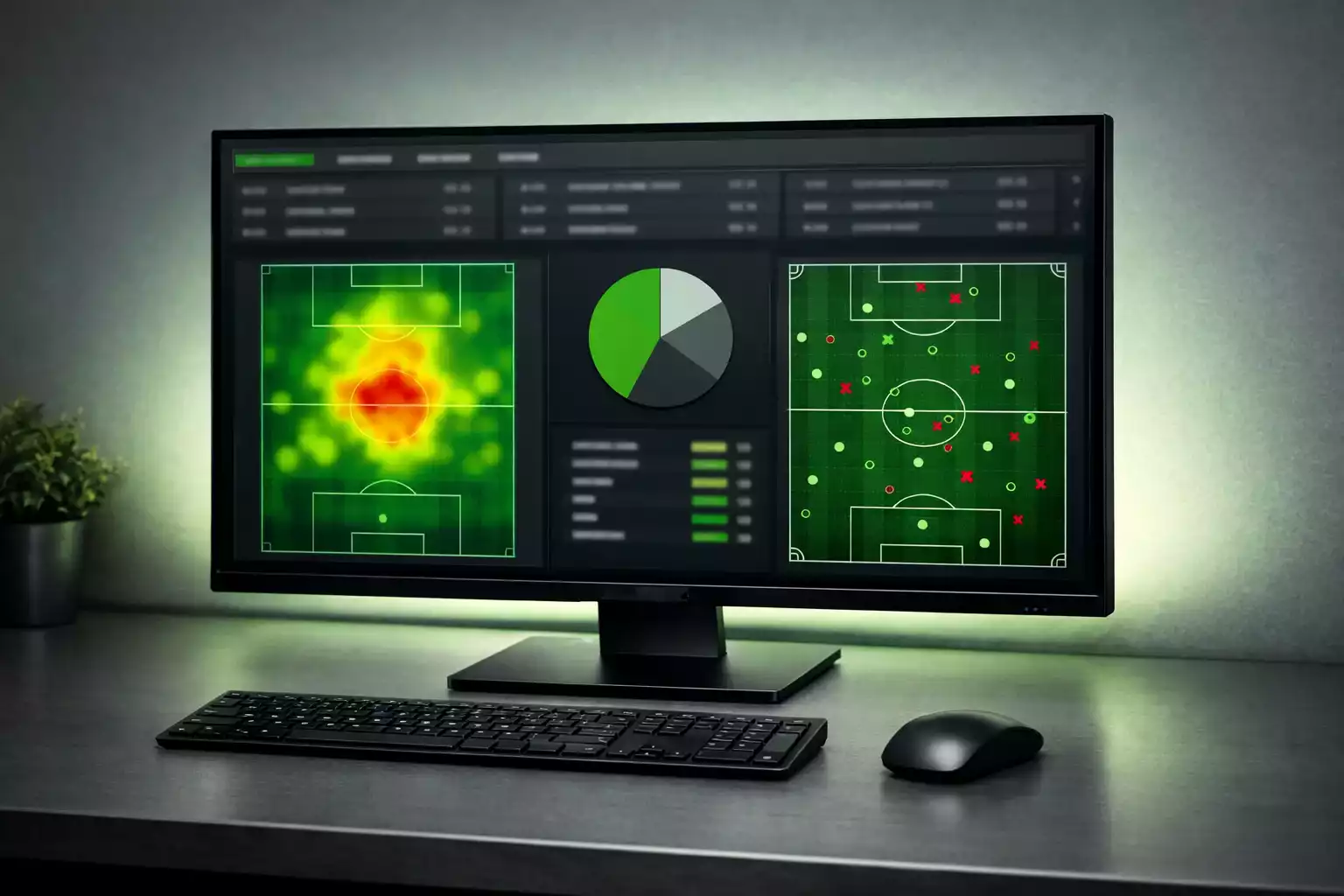 Übersichtliches Dashboard mit Fußballstatistiken und Spielanalyse